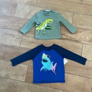NWT Set of Two Boys Long Sleeve Sun Protective Swim Shirts (12/18 Months)